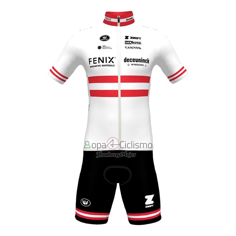 Deceuninck Quick Step Ropa Ciclismo Culotte Corto 2023 Mangas Cortas Blanco Rojo